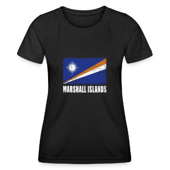 Marshallinseln Flagge Grunge Marshallinseln Fahne - Frauen Funktions-T-Shirt - Schwarz - Vorne - AI Model Female 172 light (172cm)