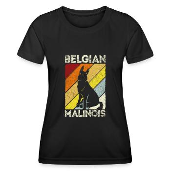 Belgian Malinois Hunde - Frauen Funktions-T-Shirt - Schwarz - Vorne - AI Model Female 172 light (172cm)