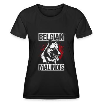 Belgian Malinois Hunde - Frauen Funktions-T-Shirt - Schwarz - Vorne - AI Model Female 172 light (172cm)