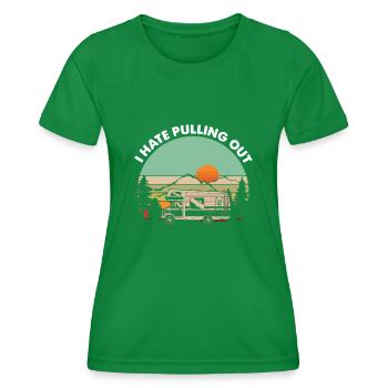 Camping, je déteste déménager, camping-car - T-shirt sport Femme - vert - Devant - AI Model Female 172 dark (172cm)