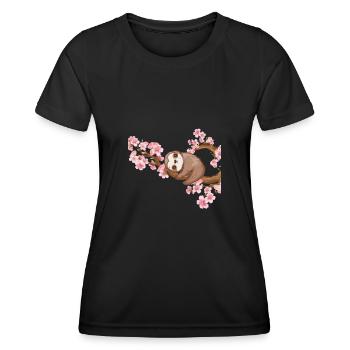 Faultier Kirschblüte Japan Liebhaber Kirschbaum - Frauen Funktions-T-Shirt - Schwarz - Vorne - AI Model Female 172 light (172cm)