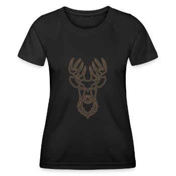Red deer antlers with deer antlers - Women's Functional T-Shirt - black - Front - AI Model Female 172 light (172cm)