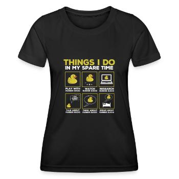 Ventilateur de canard en caoutchouc, canards en caoutchouc - T-shirt sport Femme - noir - Devant - AI Model Female 172 light (172cm)