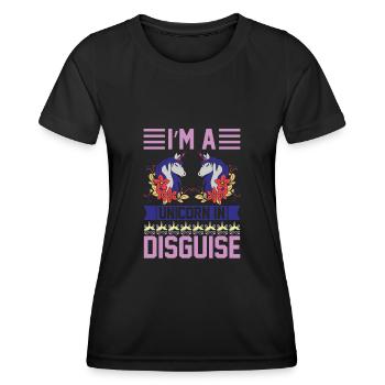 Je suis une licorne déguisée - T-shirt sport Femme - noir - Devant - AI Model Female 172 light (172cm)