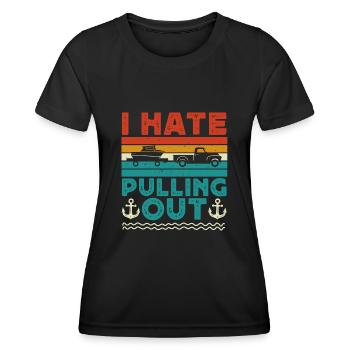 Camping, je déteste déménager, camping-car - T-shirt sport Femme - noir - Devant - AI Model Female 172 light (172cm)