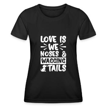 Liebe ist ein wedelnder Schwanz - Frauen Funktions-T-Shirt - Schwarz - Vorne - AI Model Female 172 light (172cm)