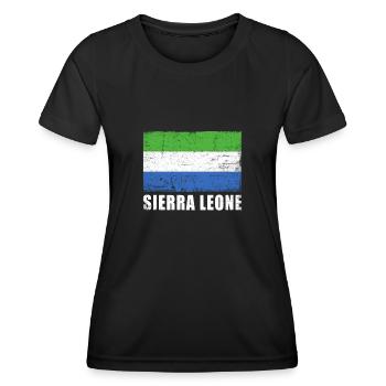 Sierra Leone Flagge Grunge Sierra Leone Fahne - Frauen Funktions-T-Shirt - Schwarz - Vorne - AI Model Female 172 light (172cm)