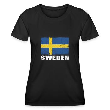 Drapeau de la Suède Grunge Drapeau de la Suède - T-shirt sport Femme - noir - Devant - AI Model Female 172 light (172cm)