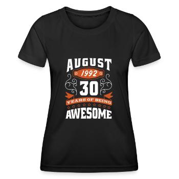 Août 1992 - Cadeau du 30e anniversaire. Génial. - T-shirt sport Femme - noir - Devant - AI Model Female 172 light (172cm)