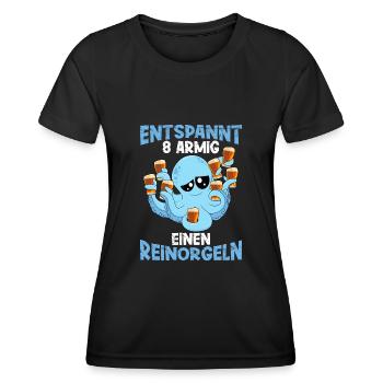 Entspannt achtarmig einen reinorgeln Saufen Party - Frauen Funktions-T-Shirt - Schwarz - Vorne - AI Model Female 172 light (172cm)