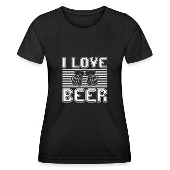 I love beer - Women's Functional T-Shirt - black - Front - AI Model Female 172 light (172cm)