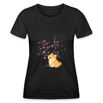Fleur de cerisier Japon Art japonais Kawaii Shiba Inu - T-shirt sport Femme - noir - Devant - AI Model Female 172 light (172cm)