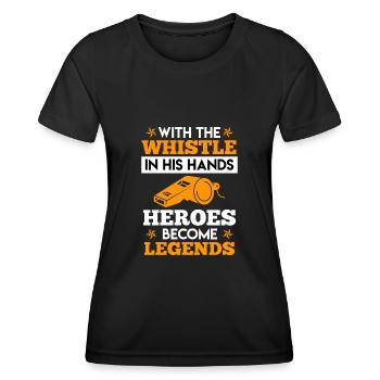Mit der Pfeife in den Händen - Frauen Funktions-T-Shirt - Schwarz - Vorne - AI Model Female 172 light (172cm)