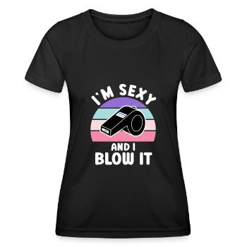 Je suis sexy et je le souffle arbitre - T-shirt sport Femme - noir - Devant - AI Model Female 172 light (172cm)