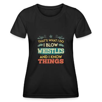 Schiedsrichter Pfeife pfeifen & Dinge wissen - Frauen Funktions-T-Shirt - Schwarz - Vorne - AI Model Female 172 light (172cm)