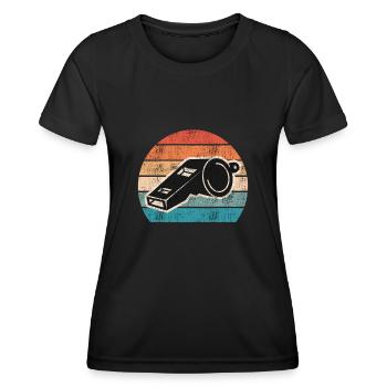Vintage Schiri Pfeife Schiedsrichter - Frauen Funktions-T-Shirt - Schwarz - Vorne - AI Model Female 172 light (172cm)