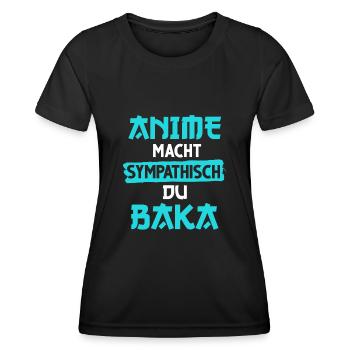 Japanisch Anime Manga Baka Senpai Nani Kawai Otaku - Frauen Funktions-T-Shirt - Schwarz - Vorne - AI Model Female 172 light (172cm)