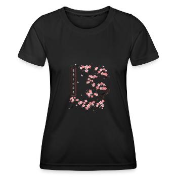 Kirschblüte Japanische Kunst Japan Sakura - Frauen Funktions-T-Shirt - Schwarz - Vorne - AI Model Female 172 light (172cm)