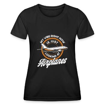 Flugzeug Pilot Flugzeuge Flugzeug Landung Geschenk - Frauen Funktions-T-Shirt - Schwarz - Vorne - AI Model Female 172 light (172cm)