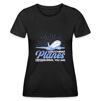 Flugzeug Pilot Flugzeuge Flugzeug Landung Geschenk - Frauen Funktions-T-Shirt - Schwarz - Vorne - AI Model Female 172 light (172cm)