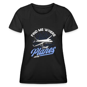 Flugzeug Pilot Flugzeuge Flugzeug Landung Geschenk - Frauen Funktions-T-Shirt - Schwarz - Vorne - AI Model Female 172 light (172cm)