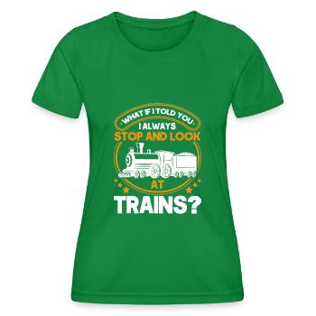 Modellbahn Zug Lokomotiven Geschenk - Frauen Funktions-T-Shirt - Kelly Green - Vorne - AI Model Female 172 dark (172cm)