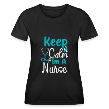 Keep Calm Im A Nurse - Frauen Funktions-T-Shirt - Schwarz - Vorne - AI Model Female 172 light (172cm)
