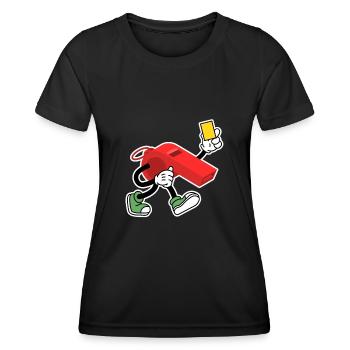 Sifflet de l’arbitre avec carton jaune Shiri - T-shirt sport Femme - noir - Devant - AI Model Female 172 light (172cm)