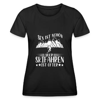 Sex ist schön aber Skifahren ist öfter Skifahrer - Frauen Funktions-T-Shirt - Schwarz - Vorne - AI Model Female 172 light (172cm)
