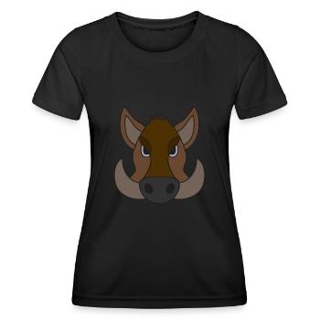 Wilder Eber Tier Motiv Aufdruck mit Wildschwein - Frauen Funktions-T-Shirt - Schwarz - Vorne - AI Model Female 172 light (172cm)