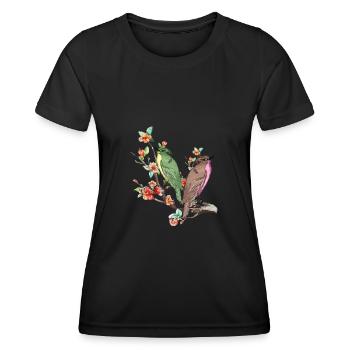 Art japonais Oiseau Pêcher Fleur de Cerisier - T-shirt sport Femme - noir - Devant - AI Model Female 172 light (172cm)