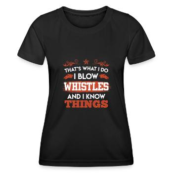 Schiedsrichter Pfeife pfeifen & Dinge wissen - Frauen Funktions-T-Shirt - Schwarz - Vorne - AI Model Female 172 light (172cm)