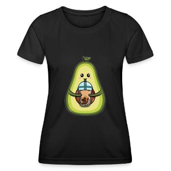 Avocado drinks bubble tea - Women's Functional T-Shirt - black - Front - AI Model Female 172 light (172cm)