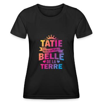 tatie tu es la plus belle de la terre - T-shirt sport Femme - noir - Devant - AI Model Female 172 light (172cm)