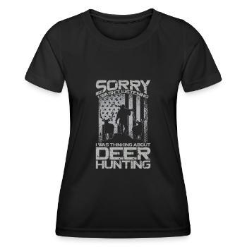 Buck Deer Hunting Hunter Vintage - T-shirt sport Femme - noir - Devant - AI Model Female 172 light (172cm)
