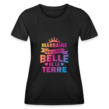 annonce marraine tu es la plus belle de la terre - T-shirt sport Femme - noir - Devant - AI Model Female 172 light (172cm)