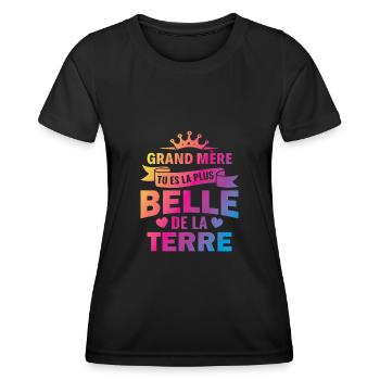 grand mere tu es la plus belle de la terre - T-shirt sport Femme - noir - Devant - AI Model Female 172 light (172cm)