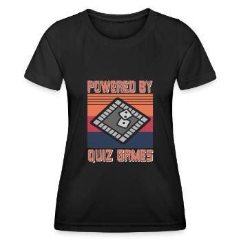 Retro Vintage Powered By Quiz Games Awesome - Frauen Funktions-T-Shirt - Schwarz - Vorne - AI Model Female 172 light (172cm)