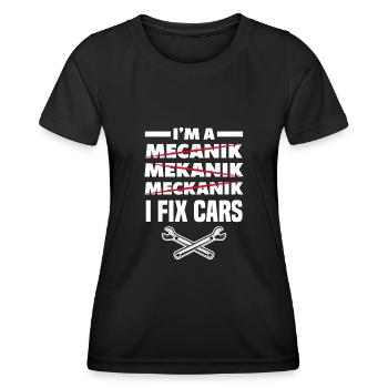 Automechaniker Spruch - Frauen Funktions-T-Shirt - Schwarz - Vorne - AI Model Female 172 light (172cm)