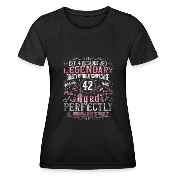 Vintage 42 Aged Perfectly Women on 42nd Birthday - Women's Functional T-Shirt - black - Front - AI Model Female 172 light (172cm)