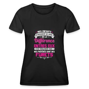 humour fête des mères maman propriétaire furets - T-shirt sport Femme - noir - Devant - AI Model Female 172 light (172cm)