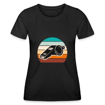Vintage Schiri Pfeife Schiedsrichter - Frauen Funktions-T-Shirt - Schwarz - Vorne - AI Model Female 172 light (172cm)