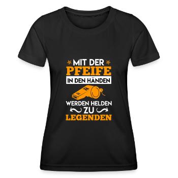 Mit der Pfeife in den Händen - Frauen Funktions-T-Shirt - Schwarz - Vorne - AI Model Female 172 light (172cm)