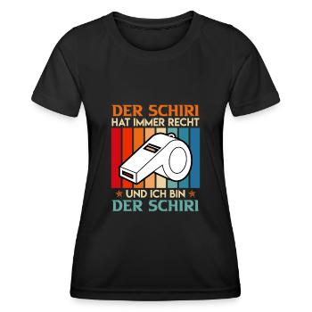 Der Schiri hat immer Recht und ich bin der - Frauen Funktions-T-Shirt - Schwarz - Vorne - AI Model Female 172 light (172cm)