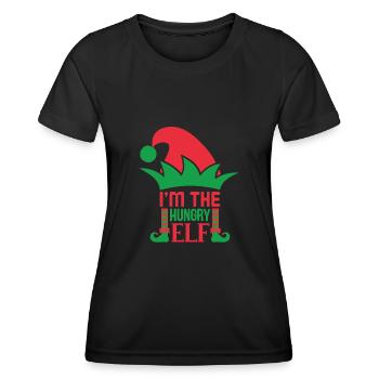 Drôle je suis l’elfe affamé Design de Noël - T-shirt sport Femme - noir - Devant - AI Model Female 172 light (172cm)