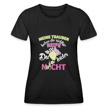 Winzerin Wein Spruch Reife Trauben Weinlese - Frauen Funktions-T-Shirt - Schwarz - Vorne - AI Model Female 172 light (172cm)