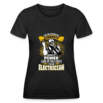 Im The Keeper Of Current Elektriker - Frauen Funktions-T-Shirt - Schwarz - Vorne - AI Model Female 172 light (172cm)