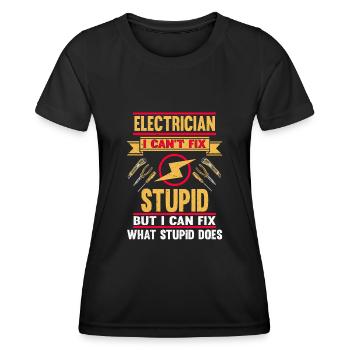 Je ne peux pas réparer Stupid Electrician - T-shirt sport Femme - noir - Devant - AI Model Female 172 light (172cm)