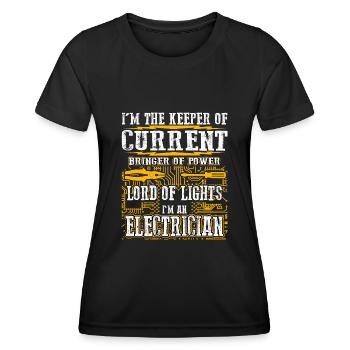 Im The Keeper Of Current Elektriker - Frauen Funktions-T-Shirt - Schwarz - Vorne - AI Model Female 172 light (172cm)