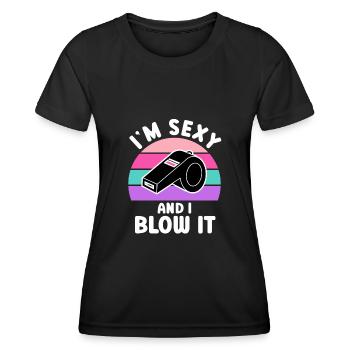 Je suis sexy et je le souffle SChiedsrichterin - T-shirt sport Femme - noir - Devant - AI Model Female 172 light (172cm)